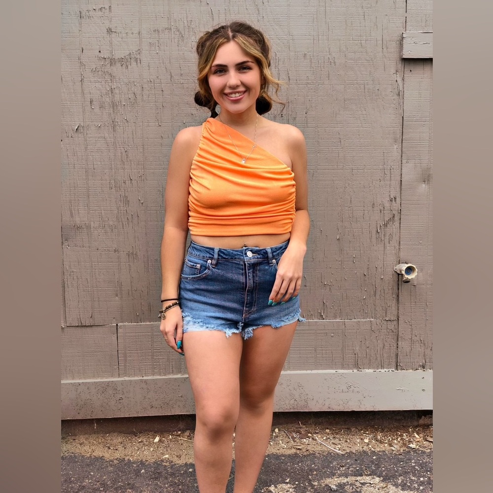 Orange One Shoulder Crop Top